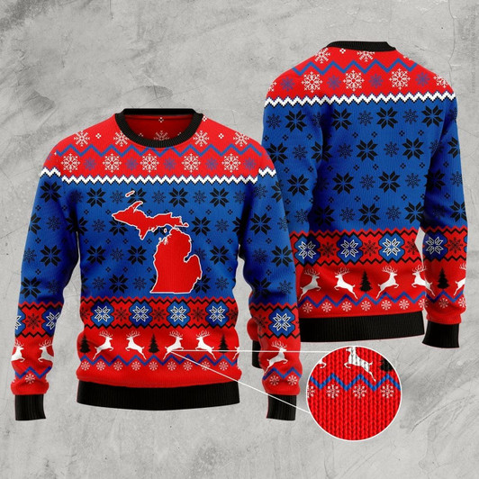 Goofygearprints Sweet Home Michigan Ugly Christmas Sweater, Funny Xmas Sweater, Sweater Xmas