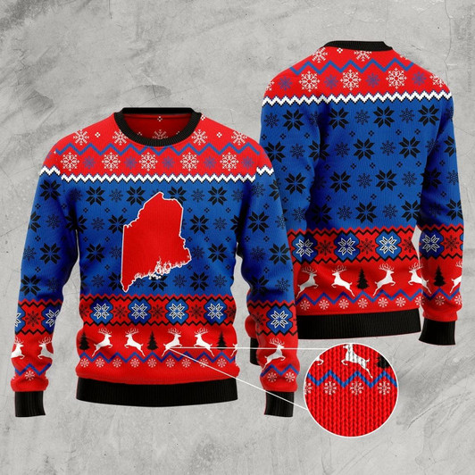 Goofygearprints Sweet Home Maine Ugly Christmas Sweater, Funny Xmas Sweater, Sweater Xmas