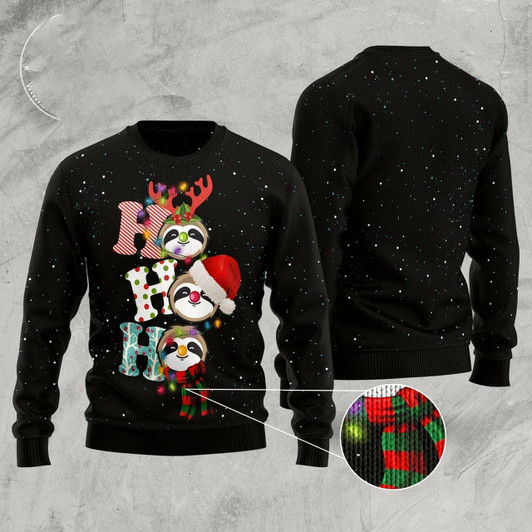 Goofygearprints Sloth Ho Ho Ho Ugly Christmas Sweater, Funny Xmas Sweater, Sweater Xmas