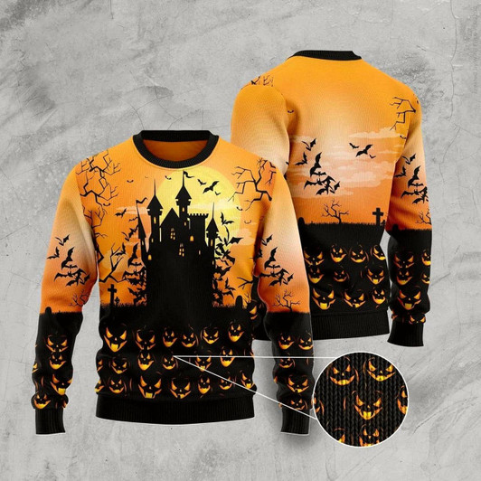 Goofygearprints Pumpkin Town Ugly Christmas Sweater, Funny Xmas Sweater, Sweater Xmas
