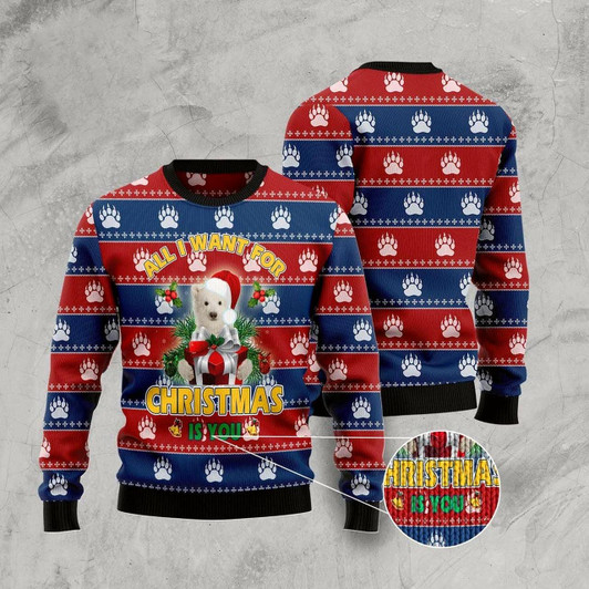 Goofygearprints Polar Bear All I Want Christmas Ugly Christmas Sweater, Funny Xmas Sweater, Sweater Xmas