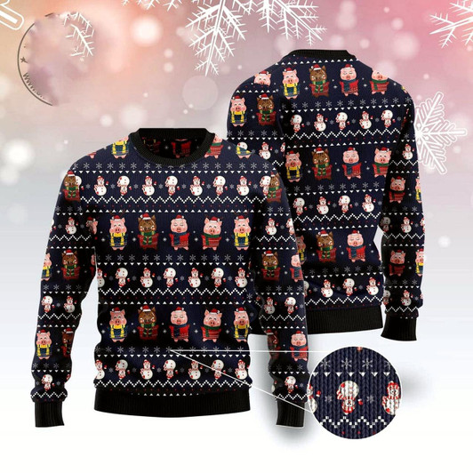 Goofygearprints Pigs Cute Ugly Christmas Sweater, Funny Xmas Sweater, Sweater Xmas