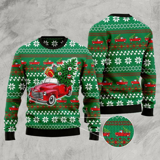 Goofygearprints Pickup Truck Ugly Christmas Sweater, Funny Xmas Sweater, Sweater Xmas