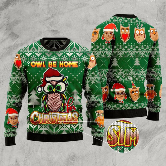 Goofygearprints Owl Be Home For Christmas Ugly Christmas Sweater, Funny Xmas Sweater, Sweater Xmas