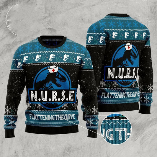 Goofygearprints Nurse T-Rex Ugly Christmas Sweater, Funny Xmas Sweater, Sweater Xmas