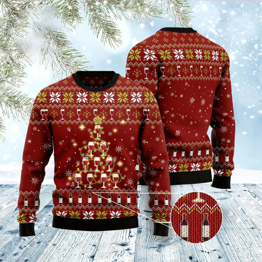 Goofygearprints Merry Winemas Ugly Christmas Sweater, Funny Xmas Sweater, Sweater Xmas