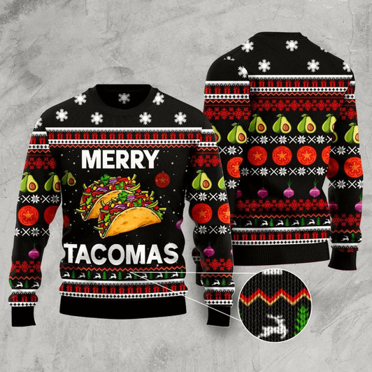 Goofygearprints Merry Tacomas Ugly Christmas Sweater, Funny Xmas Sweater, Sweater Xmas