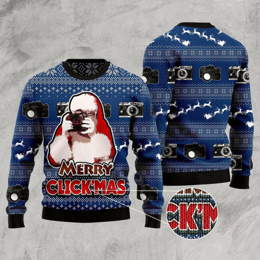 Goofygearprints Merry Clickmas Ugly Christmas Sweater, Funny Xmas Sweater, Sweater Xmas