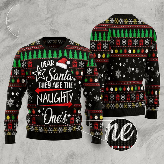 Goofygearprints Merry Christmas Dear Santa They Are Naughty One'S Ugly Christmas Sweater, Funny Xmas Sweater, Sweater Xmas