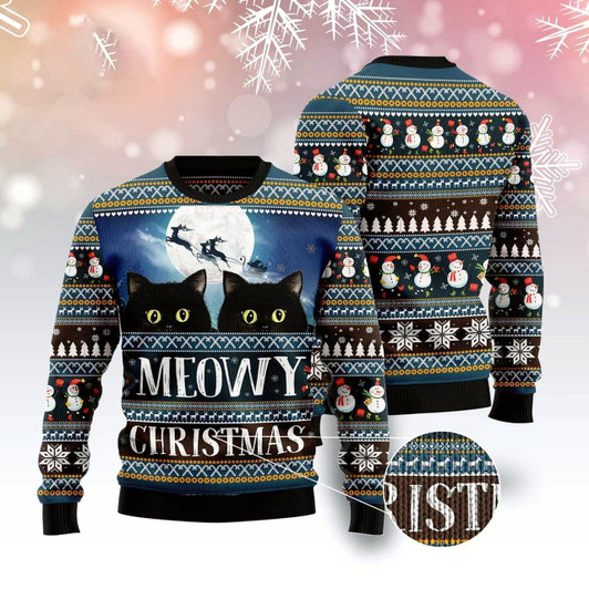 Goofygearprints Meowy Christmas Ugly Christmas Sweater, Funny Xmas Sweater, Sweater Xmas