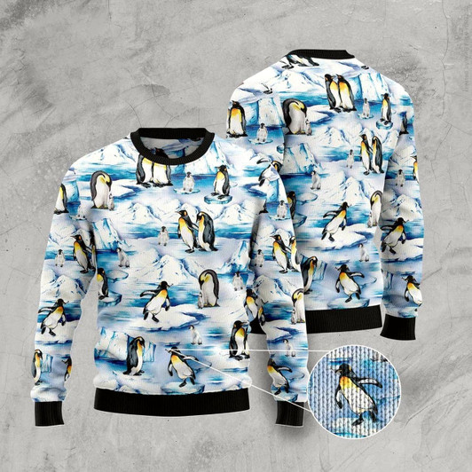 Goofygearprints Lovely Penguin North Pole Ugly Christmas Sweater, Funny Xmas Sweater, Sweater Xmas