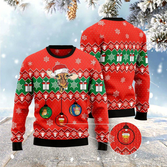Goofygearprints Lovely Giraffe Ugly Christmas Sweater, Funny Xmas Sweater, Sweater Xmas