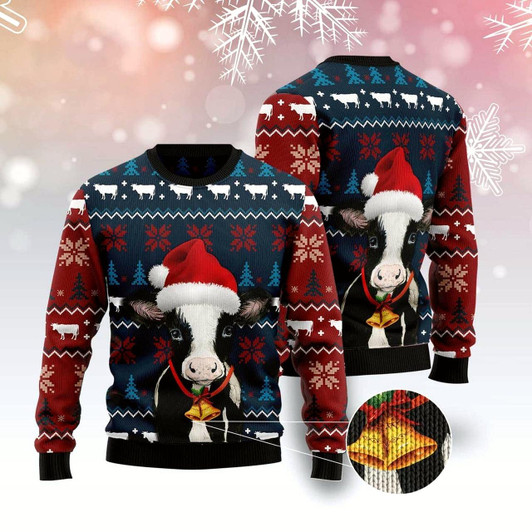 Goofygearprints Lovely Cow Ugly Christmas Sweater, Funny Xmas Sweater, Sweater Xmas