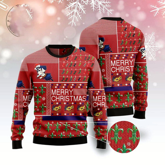 Goofygearprints Louisiana Merry Christmas Ugly Christmas Sweater, Funny Xmas Sweater, Sweater Xmas