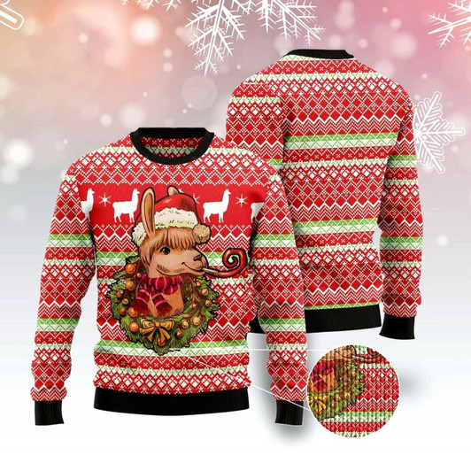 Goofygearprints Llama Loves Christmas Ugly Christmas Sweater, Funny Xmas Sweater, Sweater Xmas