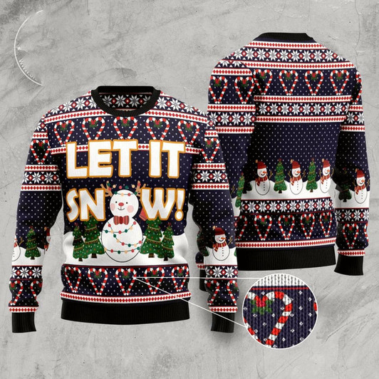 Goofygearprints Let It Snow Ugly Christmas Sweater, Funny Xmas Sweater, Sweater Xmas