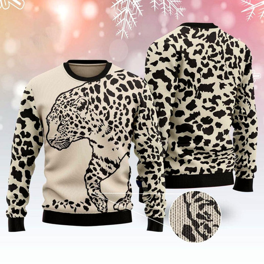Goofygearprints Leopard Pattern Ugly Christmas Sweater, Funny Xmas Sweater, Sweater Xmas