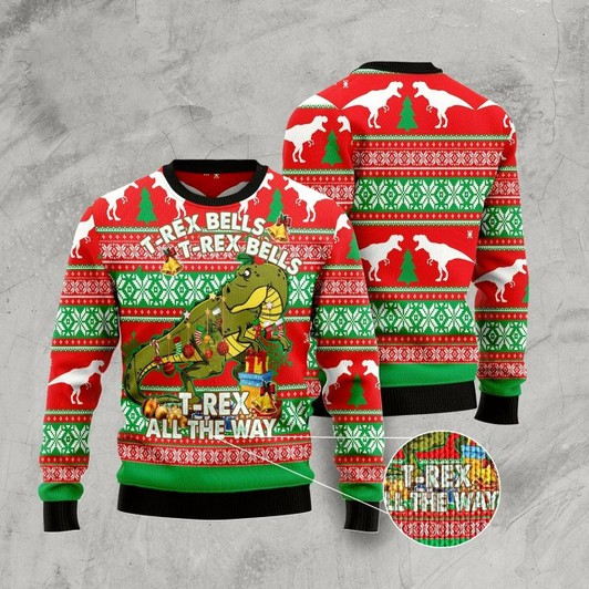 Goofygearprints Xmas Tree Sweater, T-Rex Tree Christmas Ugly Christmas Sweater, Funny Xmas Sweater