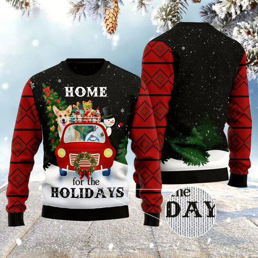 Goofygearprints Dog Xmas Sweater, Merry Christmas Pembroke Welsh Corgi And Snowman Ugly Christmas Sweater, Funny Xmas Sweater
