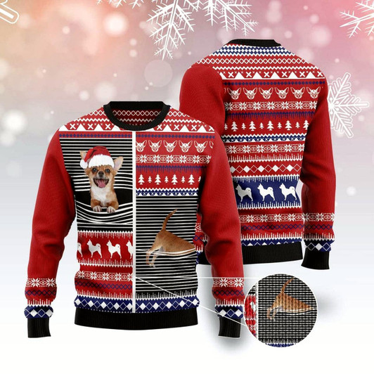 Goofygearprints Dog Xmas Sweater, Lovely Chihuahua Ugly Christmas Sweater, Funny Xmas Sweater