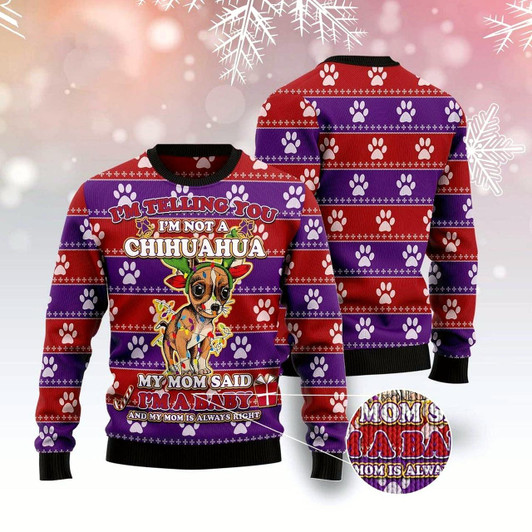 Goofygearprints Dog Xmas Sweater, Chihuahua Baby Christmas Ugly Christmas Sweater, Funny Xmas Sweater