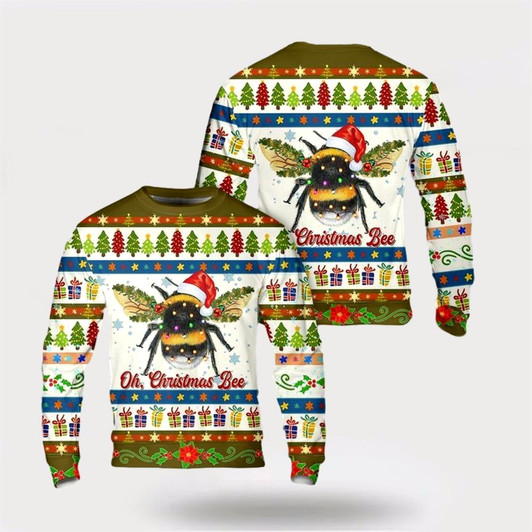 Goofygearprints Farmers Sweater, Oh Christmas Bee Ugly Christmas Sweater, Christmas Crewneck Sweater, Winter Farm Fashion