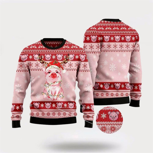 Goofygearprints Farmers Sweater, Lovely Pig Santa Ugly Christmas Sweater, Christmas Crewneck Sweater, Winter Farm Fashion