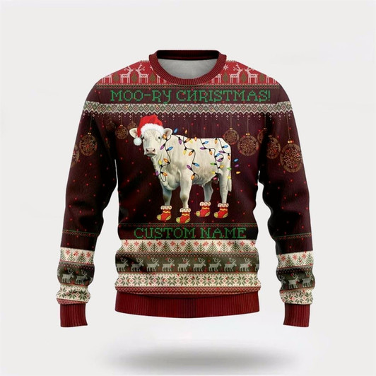 Goofygearprints Farmers Sweater, Charolais Loverss Ugly Christmas Sweater, Christmas Crewneck Sweater, Winter Farm Fashion