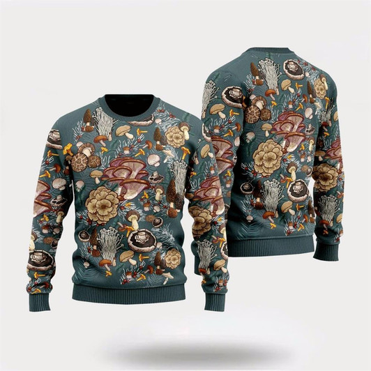 Goofygearprints Farmers Sweater, Awesome Mushrooms Ugly Christmas Sweater, Christmas Crewneck Sweater, Winter Farm Fashion