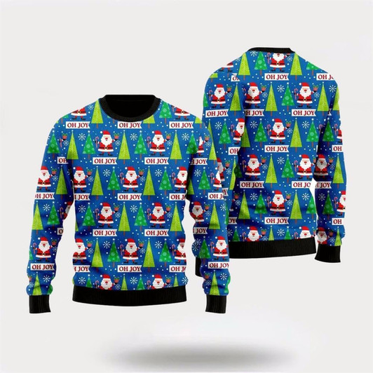 Goofygearprints Joyful Holiday Santa Claus Ugly Christmas Sweater, Best Gift For Holiday, Christmas Crewneck Sweater, Christmas Winter Fashion