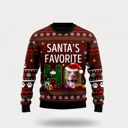 Goofygearprints Pet Dog Sweater, Pit Bull Favorite HoUgly Christmas Sweater, Gift For Dog Love, Winter Fashion