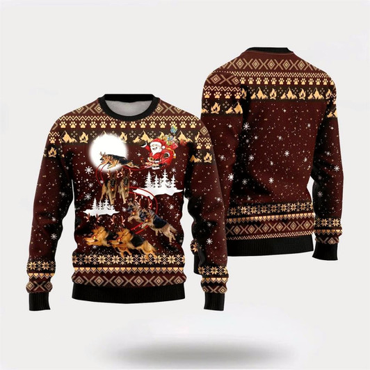 Goofygearprints Pet Dog Sweater, German Shepherd Dog Reindeers CarUgly Christmas Sweater, Gift For Dog Love, Winter Fashion