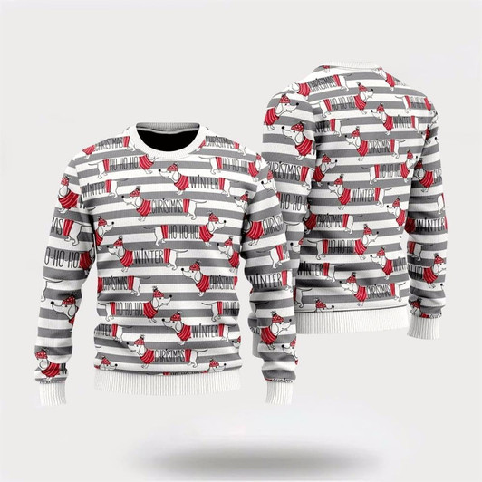 Goofygearprints Pet Dog Sweater, Dachshund Through The SnowUgly Christmas Sweater, Gift For Dog Love, Winter Fashion