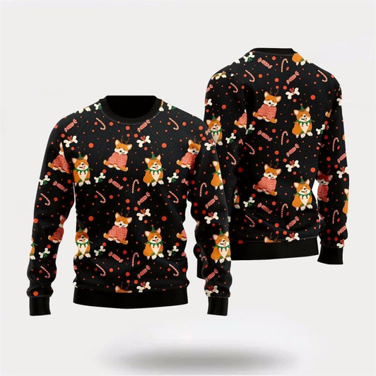 Goofygearprints Pet Dog Sweater, Corgi Dog Merry Xmas PatternUgly Christmas Sweater, Gift For Dog Love, Winter Fashion