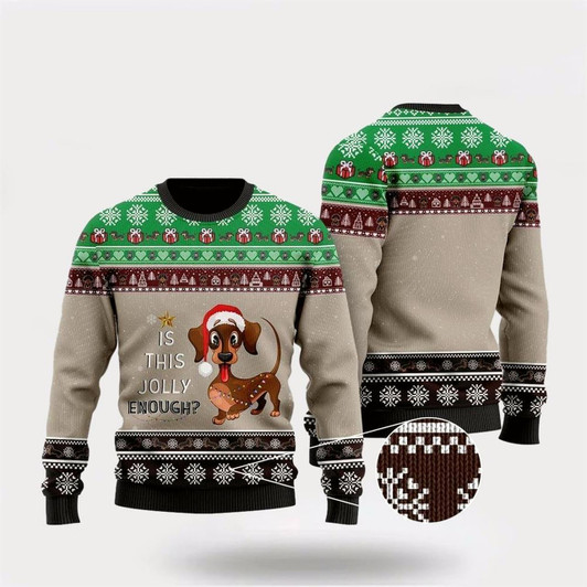 Goofygearprints Pet Dog Sweater, Christmas Dachshund Is This Jolly EnoughUgly Christmas Sweater, Gift For Dog Love, Winter Fashion