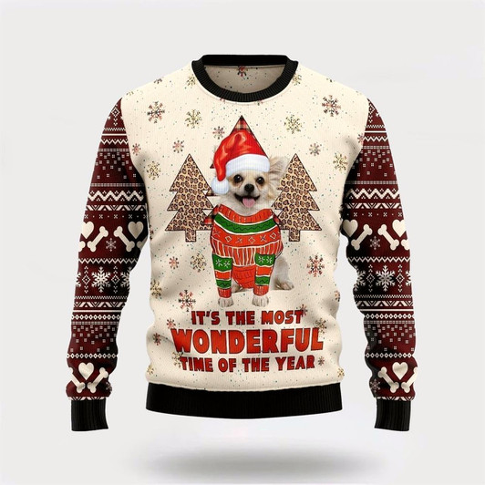 Goofygearprints Pet Dog Sweater, Chihuahua The Most Beautiful TimeUgly Christmas Sweater, Gift For Dog Love, Winter Fashion