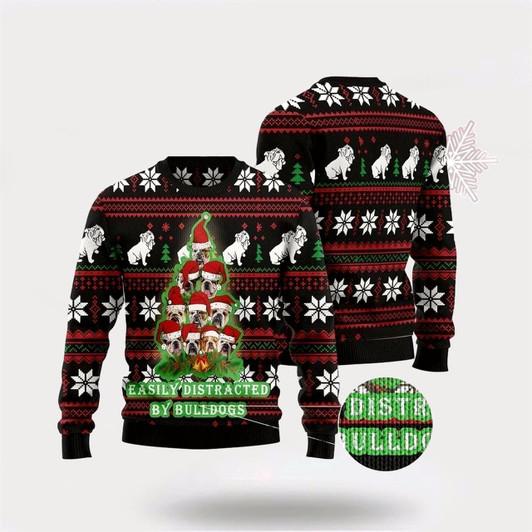 Goofygearprints Pet Dog Sweater, Bulldogs Tree 3DUgly Christmas Sweater, Gift For Dog Love, Winter Fashion