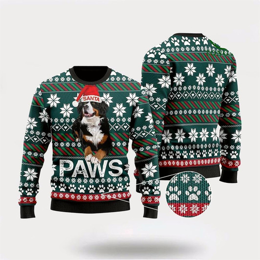 Goofygearprints Pet Dog Sweater, Bernese Mountain Dog Santa PrintedUgly Christmas Sweater, Gift For Dog Love, Winter Fashion