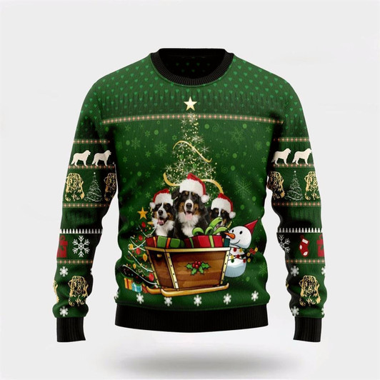 Goofygearprints Pet Dog Sweater, Bernese Mountain Dog Group XmasUgly Christmas Sweater, Gift For Dog Love, Winter Fashion