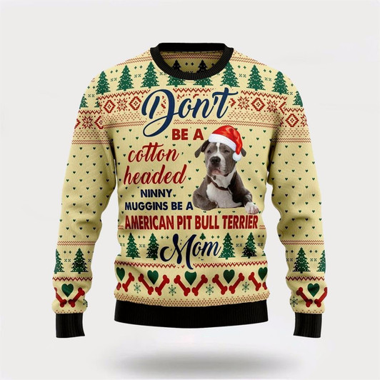 Goofygearprints Pet Dog Sweater, American Pit Bull Terrier MomUgly Christmas Sweater, Gift For Dog Love, Winter Fashion