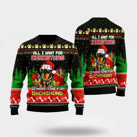Goofygearprints Pet Dog Sweater, All I Want For Christmas Is DachshundUgly Christmas Sweater, Gift For Dog Love, Winter Fashion