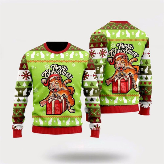 Goofygearprints Pet Cat Sweater, Cat, Funny Cat Merry Christmas Ugly Christmas Sweater, Gift For Cat Love, Cat Crewneck Sweater, Winter Fashion