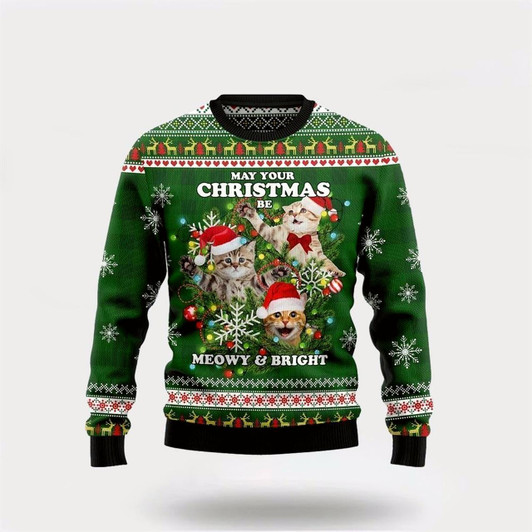 Goofygearprints Pet Cat Sweater, Cat Ugly Ugly Christmas Sweater, Gift For Cat Love, Cat Crewneck Sweater, Winter Fashion