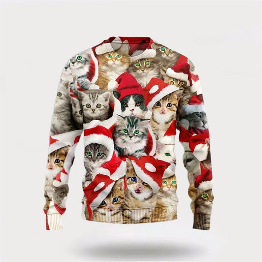 Goofygearprints Pet Cat Sweater, Cat Christmats Ugly Christmas Sweater, Gift For Cat Love, Cat Crewneck Sweater, Winter Fashion