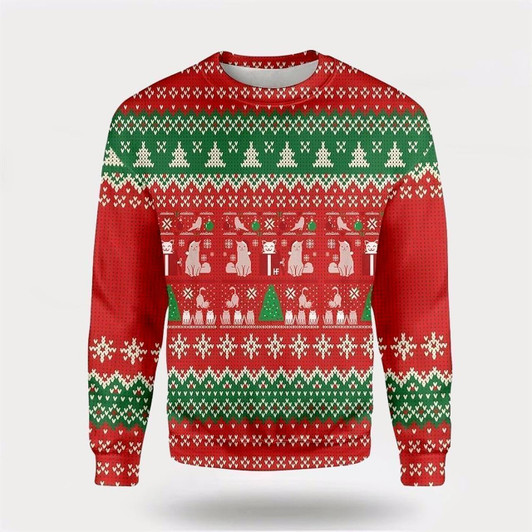 Goofygearprints Pet Cat Sweater, Cat Christmas Present Ugly Christmas Sweater, Gift For Cat Love, Cat Crewneck Sweater, Winter Fashion