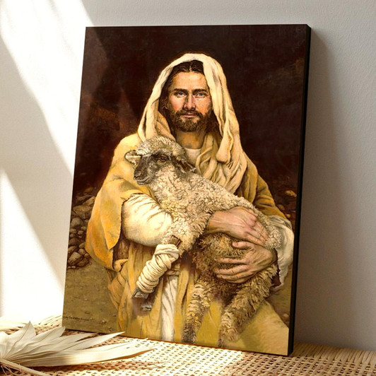 Bind Up The Broken Hearted Canvas Depicting Jesus Hugging The Lamb Faithful Christian Art Print