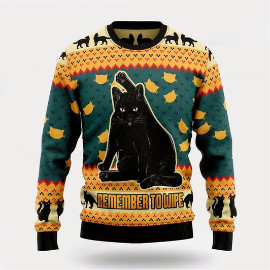 Goofygearprints Pet Cat Sweater, Black Cat 3D Ugly Christmas Sweater, Gift For Cat Love, Cat Crewneck Sweater, Winter Fashion