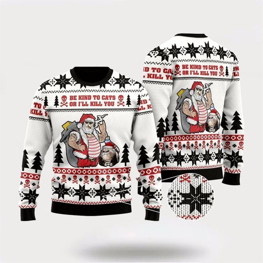 Goofygearprints Pet Cat Sweater, Be Kind To Cats Ugly Christmas Sweater, Gift For Cat Love, Cat Crewneck Sweater, Winter Fashion