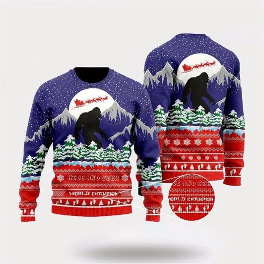 Goofygearprints Bigfoot Sweater, World Champion Ugly Christmas Sweater, Best Gift For Christmas, Bigfoot Crewneck Sweater, Christmas Winter Fashion
