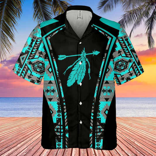 Goofygearprints Native American Hawaiian Shirt, Feather Hawaiian Shirt, Native Pattern Shirt